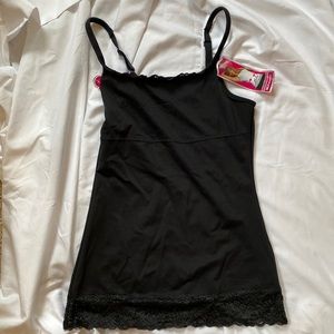 Black Self Expression by Maidenform cami with lace trim Size Small
